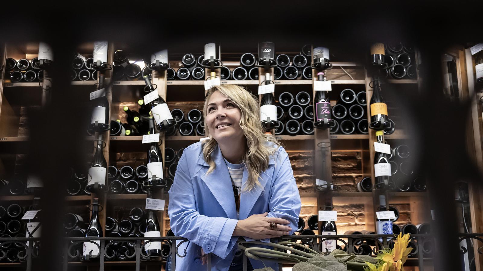 The sommelier and communicator Meritxell Falgueras, photographed at the family wine shop, Celler de Gelida, on Vallespir street in Barcelona