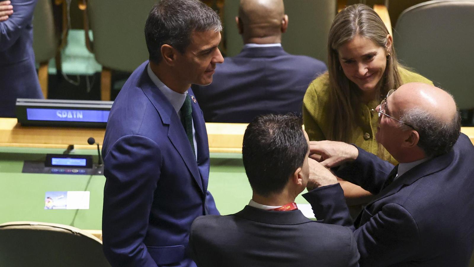 The president of the Spanish government, Pedro Sánchez, at the United Nations General Assembly in New York