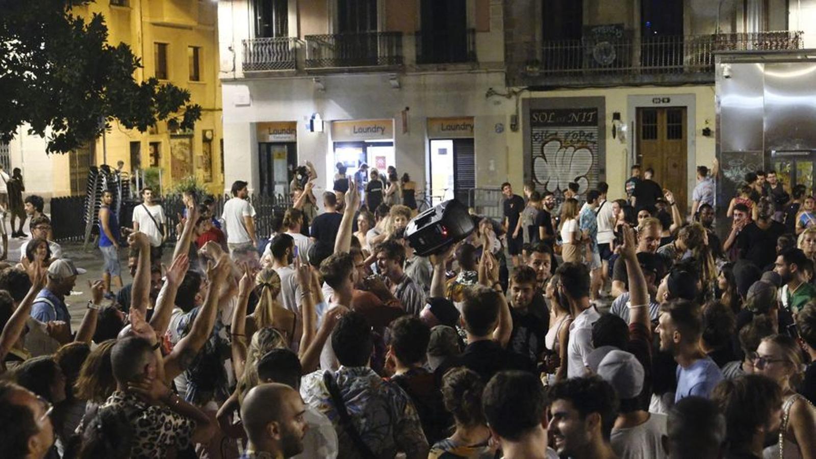 Young people during the festival of Gràcia