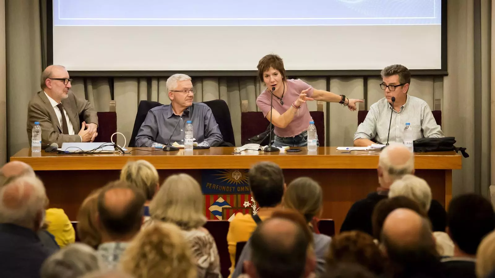 Un momento del debate, Antoni Bassas, Màrius Serra, Empar Moliner y Albert Pla