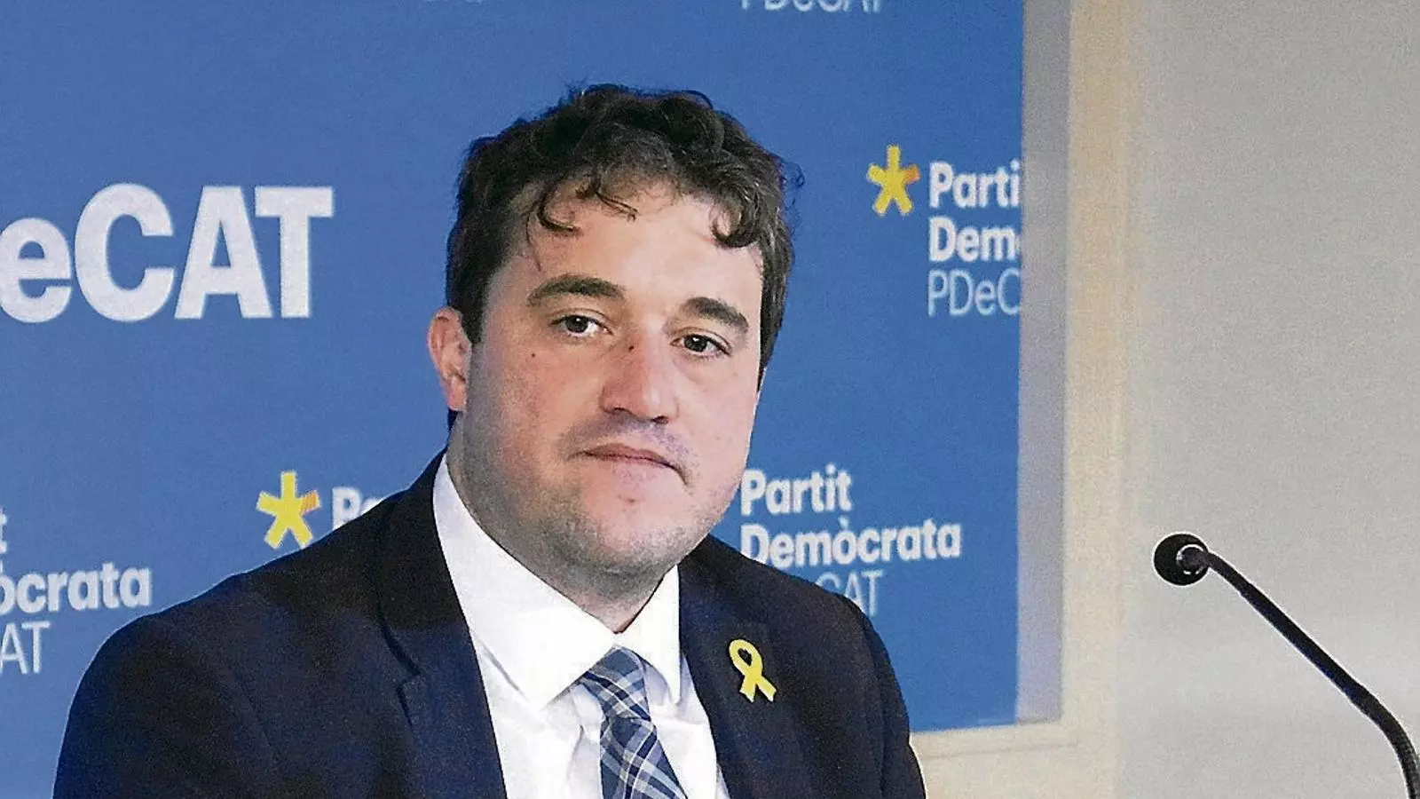 El president del PDECat, David Bonvehí, ahir a la roda de premsa del partit després del congrés constituent de la Crida.