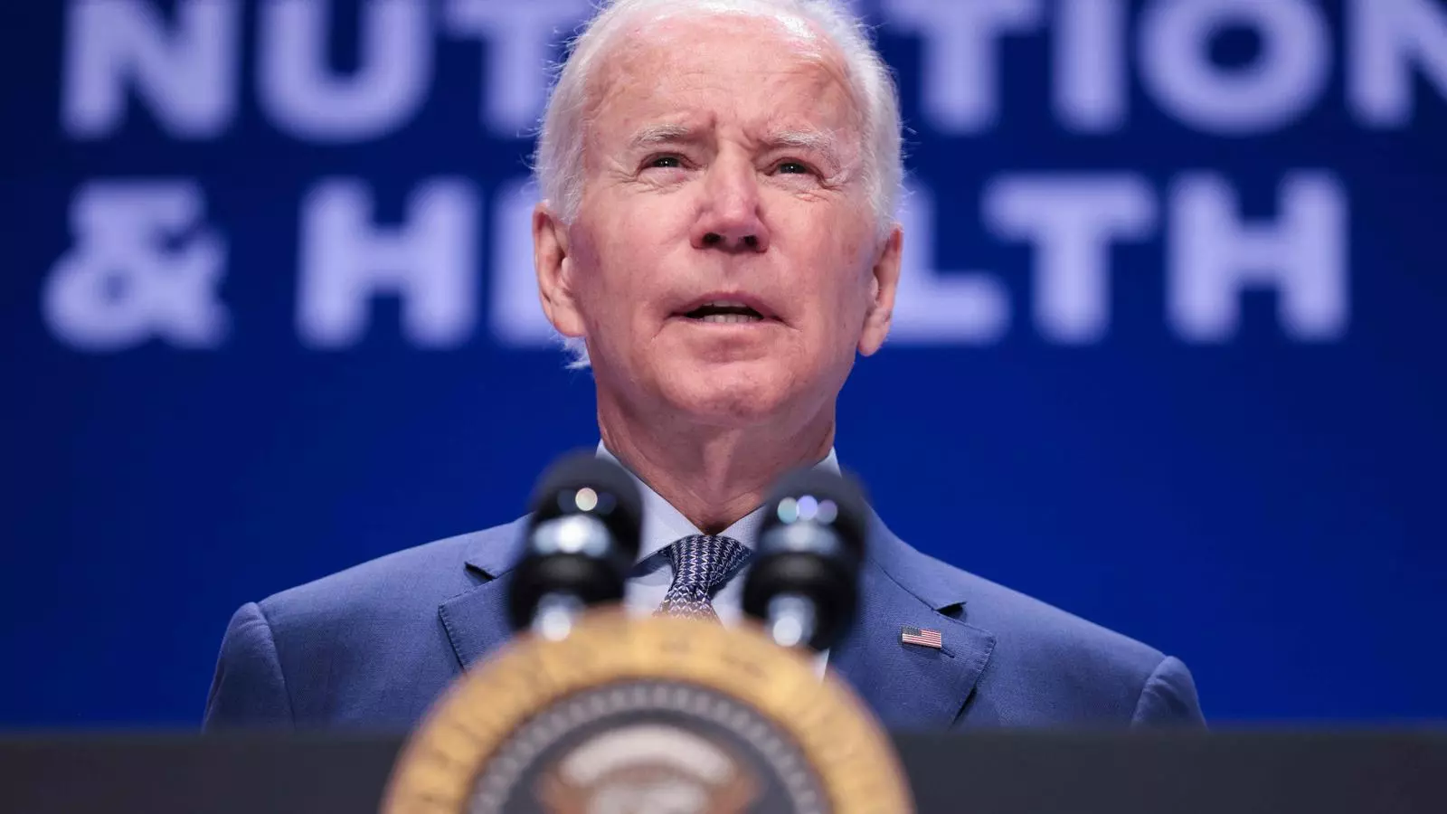 El president dels EUA, Joe Biden, en l'acte sobre Fam, Nutrició i Salut a la Casa Blanca.