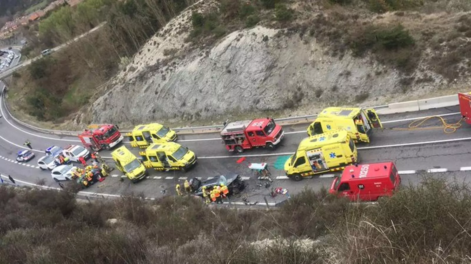 Imatge aèria de l'accident que ha tingut lloc aquest dimecres a la C-16.