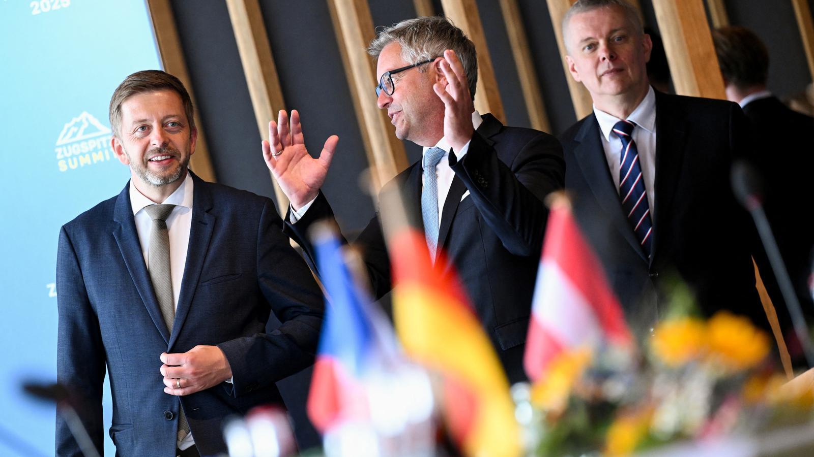 European Commissioner for Home Affairs and Migration, Magnus Brunner, with the Czech Interior Minister, Vit Rakusan, and the Polish Interior Minister, Tomasz Siemoniak, today in Germany.