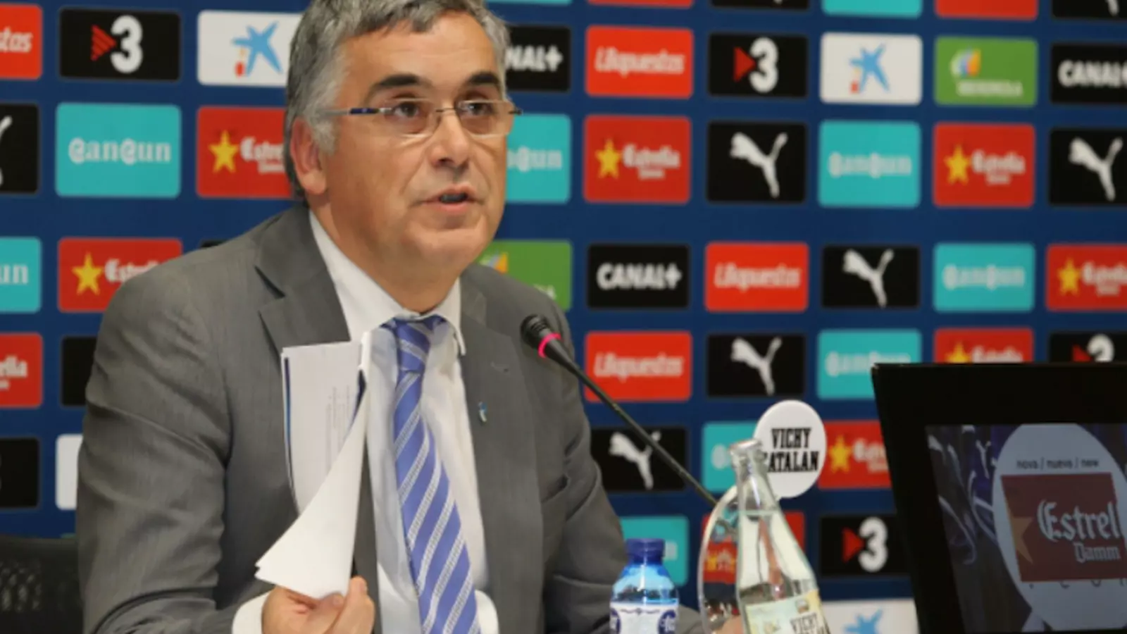 Joan Collet, durant la roda de premsa / RCDESPANYOL.COM