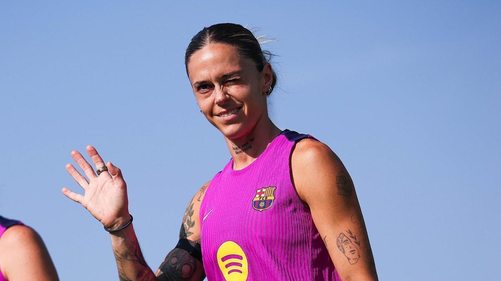 Mapi León in a training session with Barça