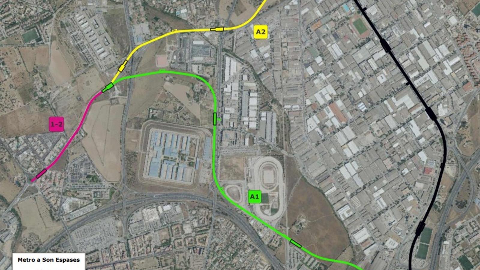 Die zwei Optionen, die die Regierung in Betracht zieht, um die U-Bahn nach Son Espases zu bringen