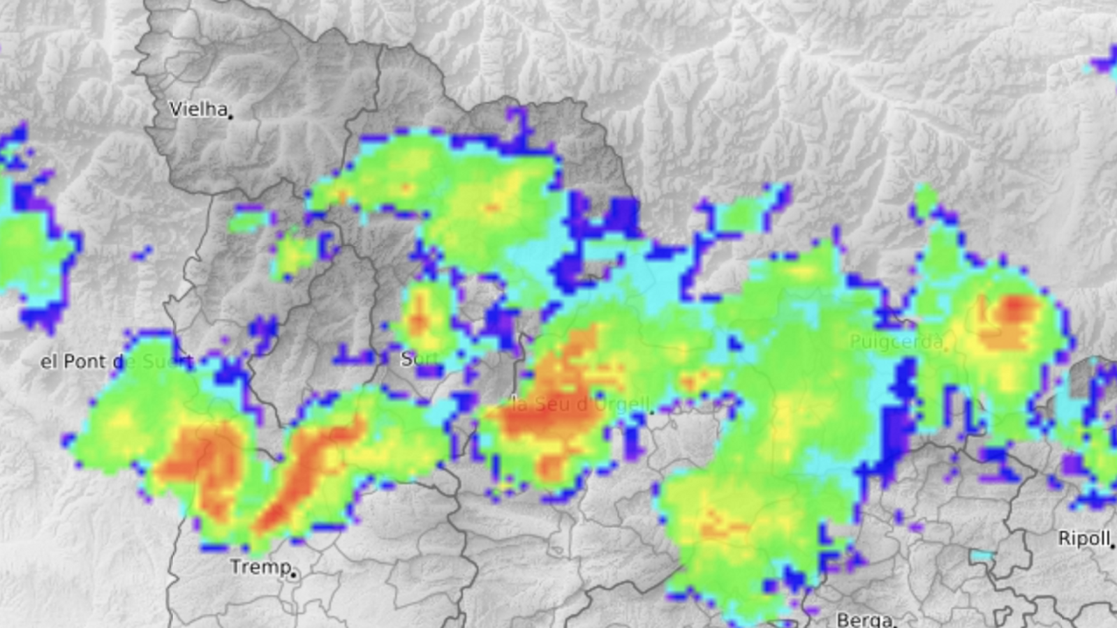 Radar meteorológico de lluvia.