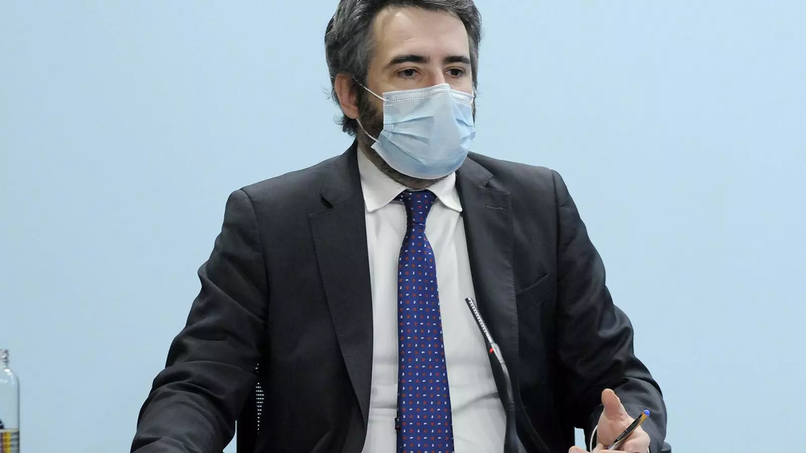 El ministre portaveu, Eric Jover, durant la roda de premsa d'aquest dimecres posterior al consell de ministres. / SFG