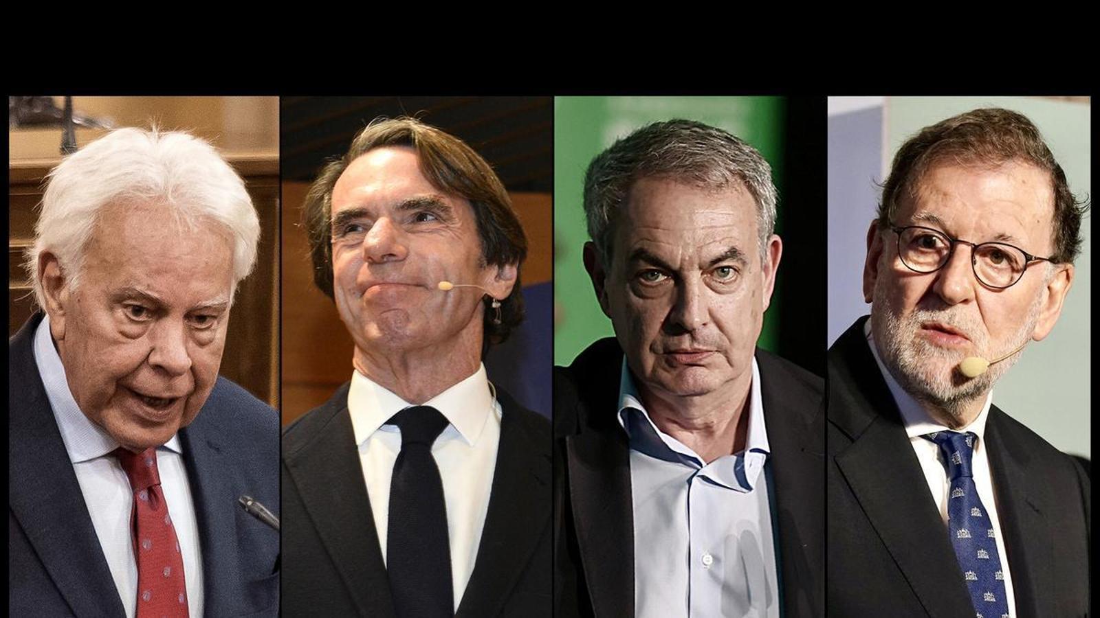 Felipe González, José María Aznar, José Luis Rodríguez Zapatero y Mariano Rajoy