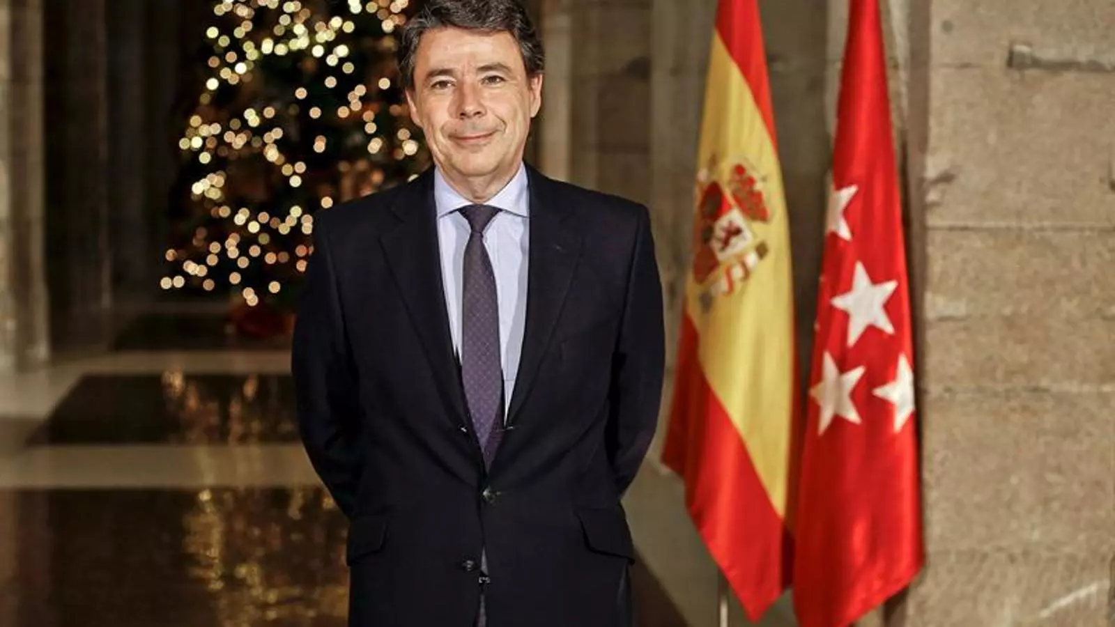 El cap de l'executiu regional madrileny, Ignacio González, durant el seu missatge de Cap d'Any