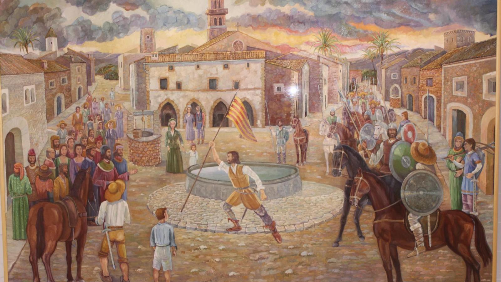 Pictorial representation of the spirit of the Revolta Forana with Simó Ballester as the protagonist G. Mas.