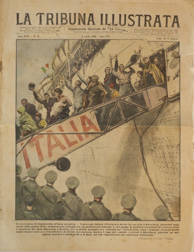 Revista Tribuna Illustrata, on apareixen alguns dels evacuats a Gènova provinents de Barcelona