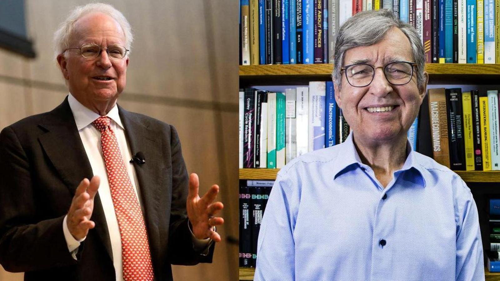 The American academics Robert Hall (left) and Michael Woodford (right), awarded the 2026 Nobel Prize in Economics.