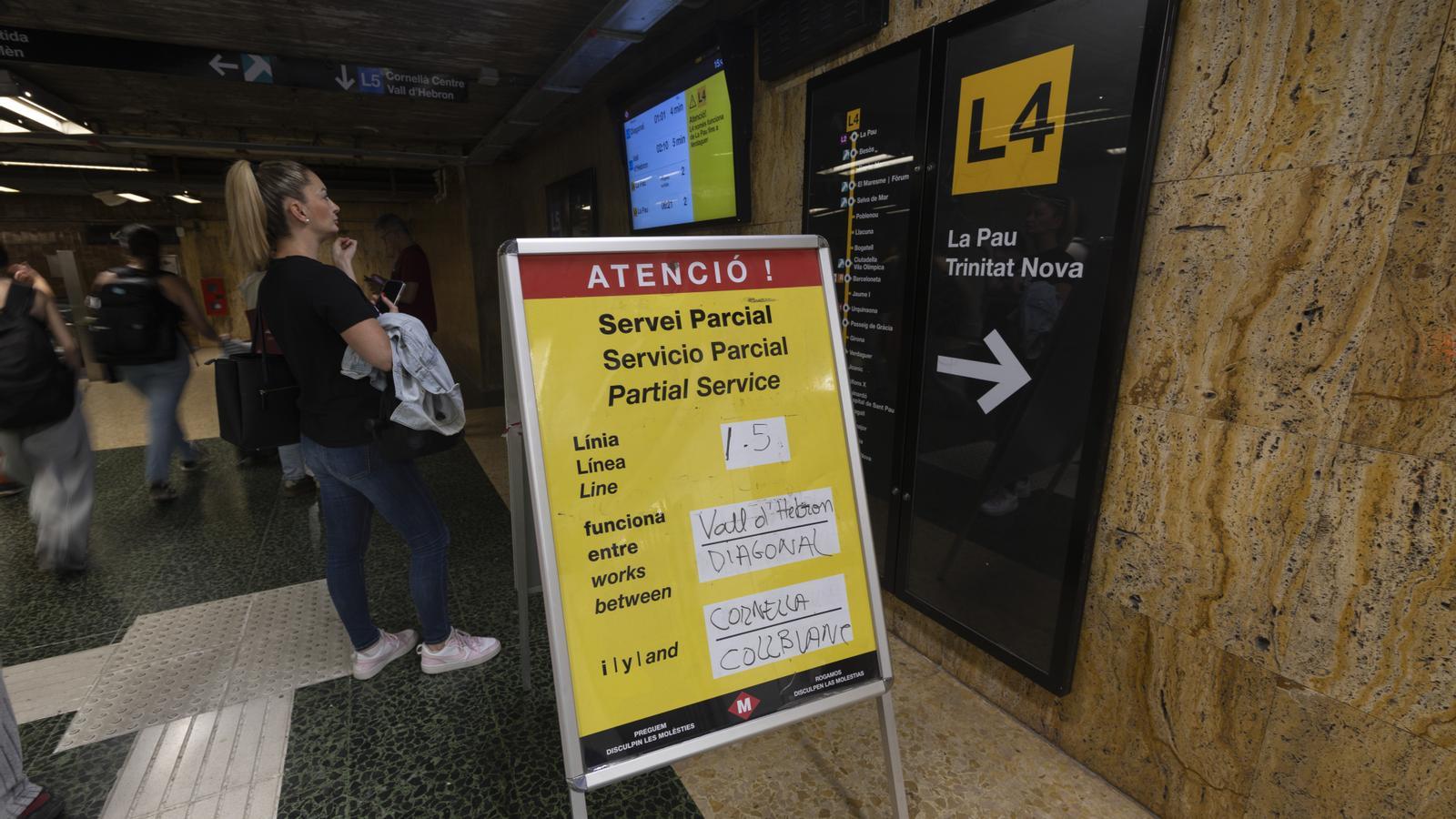 Notice of service suspension on line 5 at Verdaguer due to the heavy rains this Tuesday.