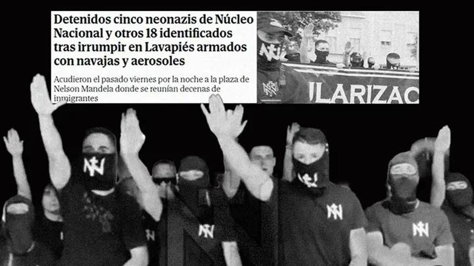 Publicació d'@Antifeixistes_Mallorca a la qual apareix una notícia sobre el grup ultra i una fotografia dels mateixos