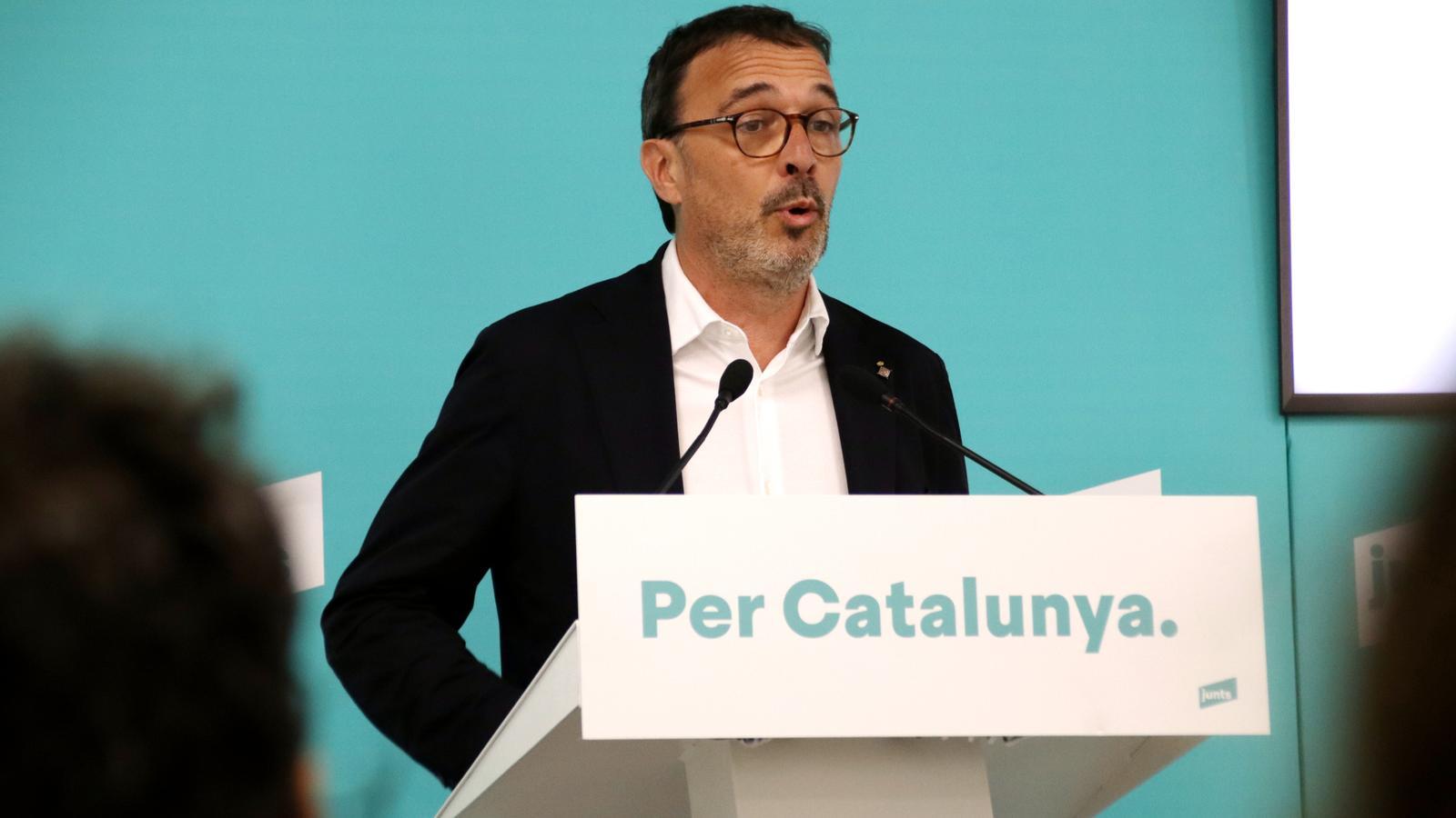 The spokesperson for Junts, Josep Rius, in a press conference