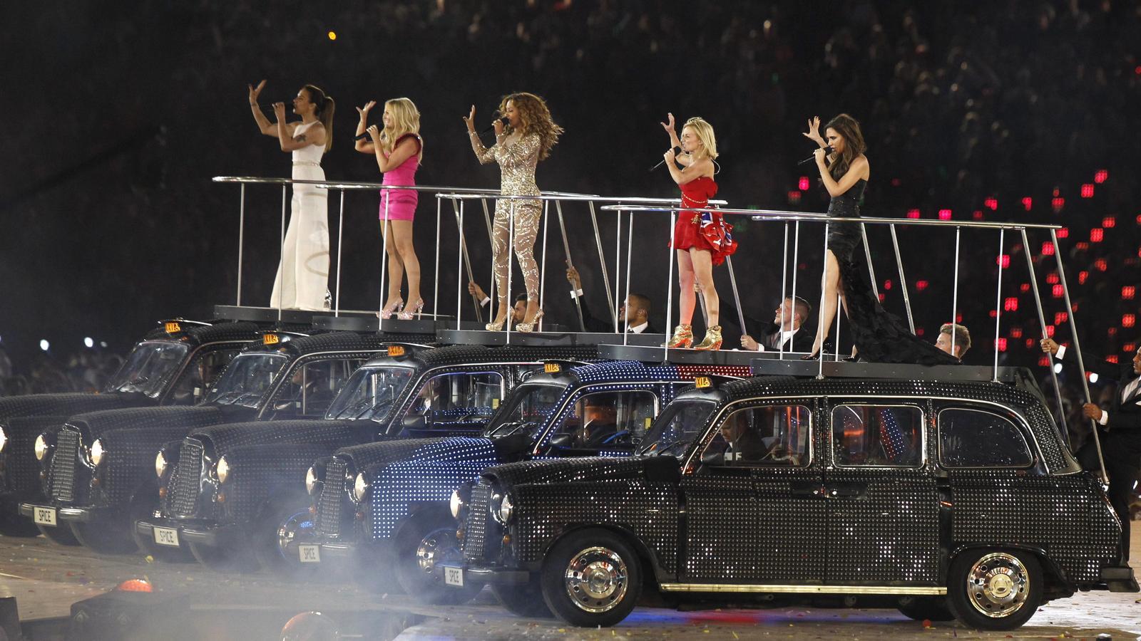 The Spice Girls group performs during the closing ceremony of the London Olympic Games, at the Olympic Stadium.