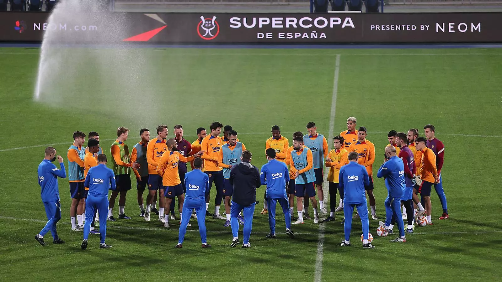 L’entrenament del Barça a Riad ahir a la tarda.