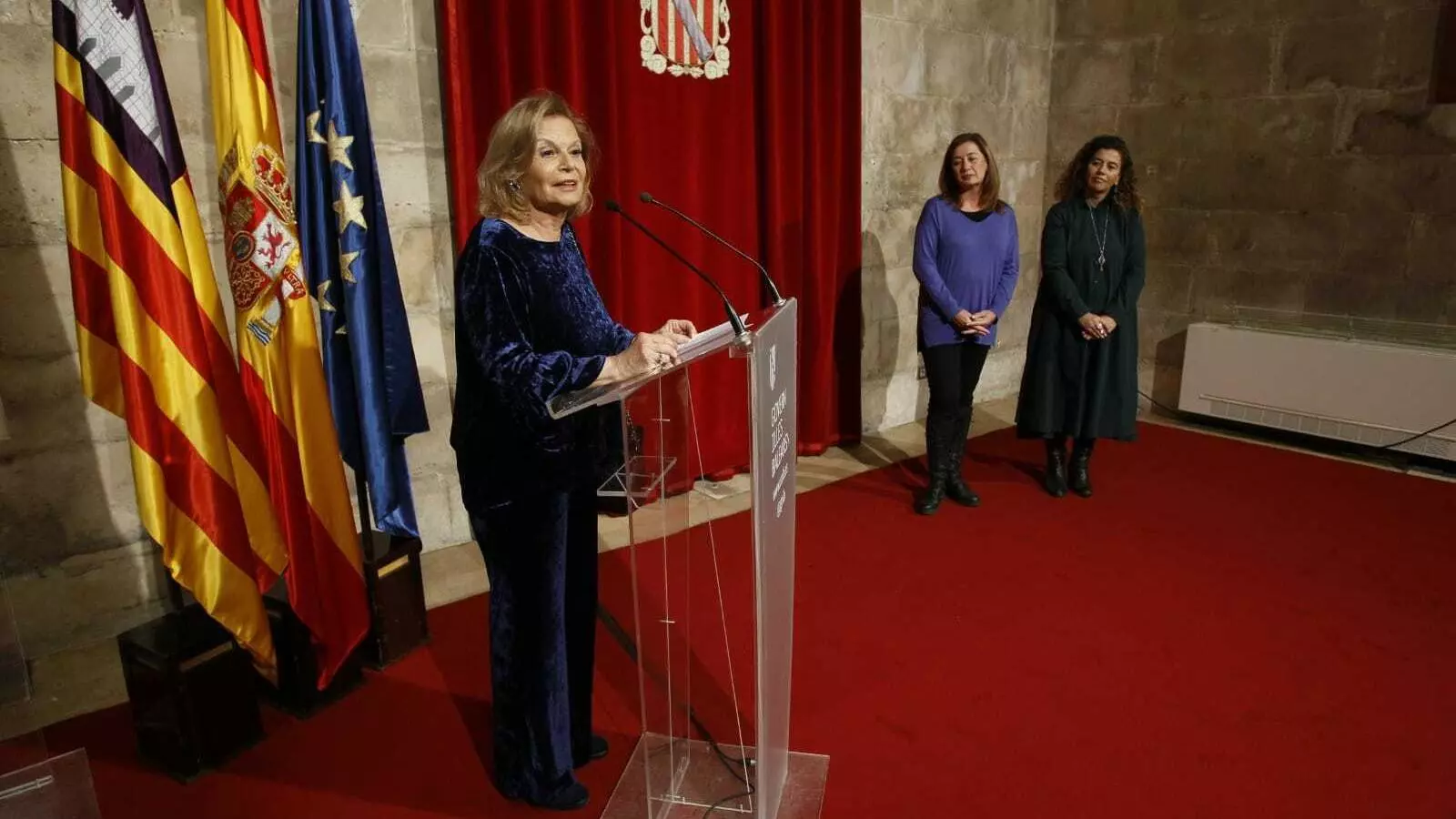 Carme Riera durant l'acte d'homenatge, aquest dimarts al Consolat de Mar