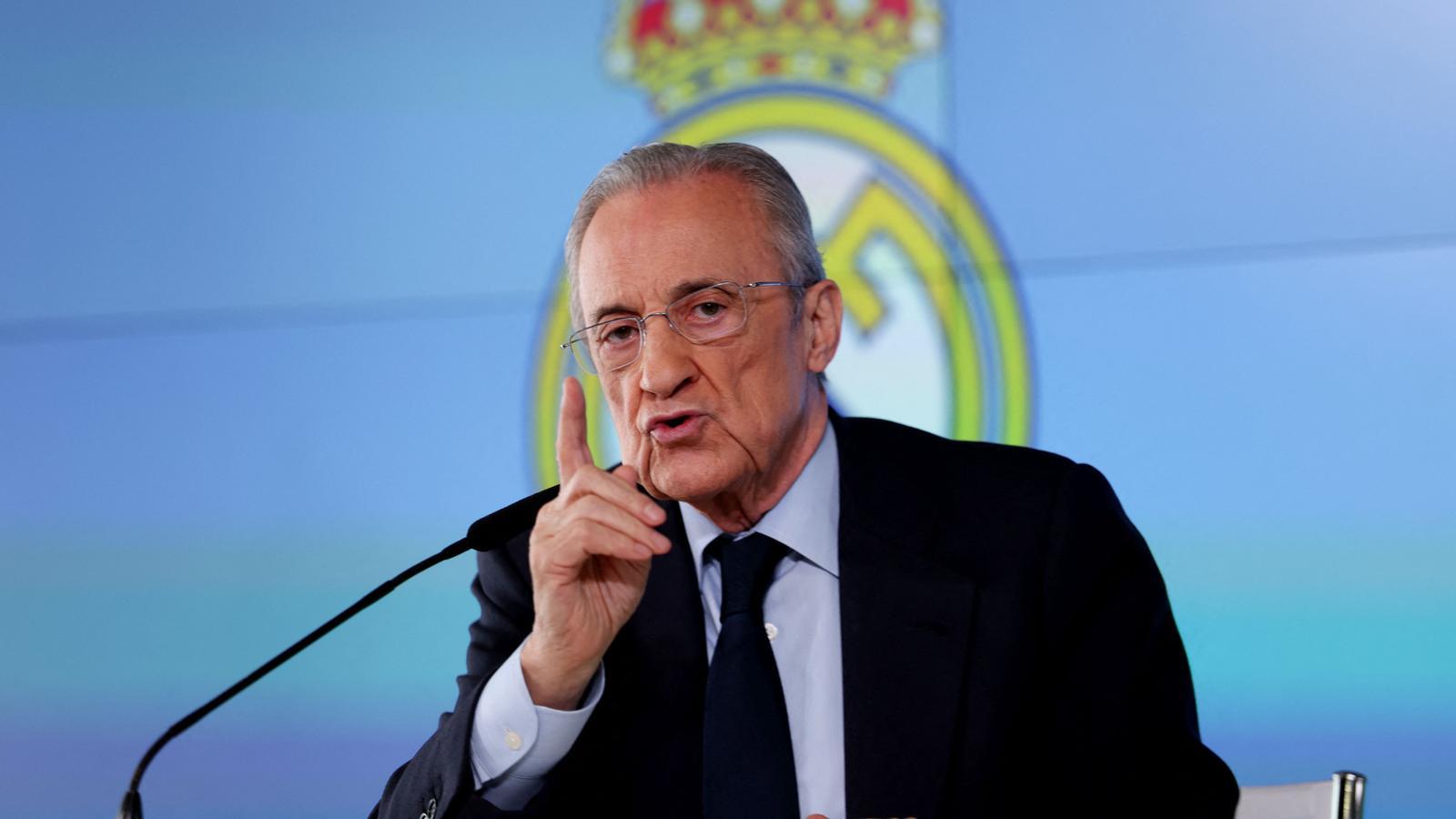 Florentino Pérez durante la rueda de prensa de este martes 12 de mayo.