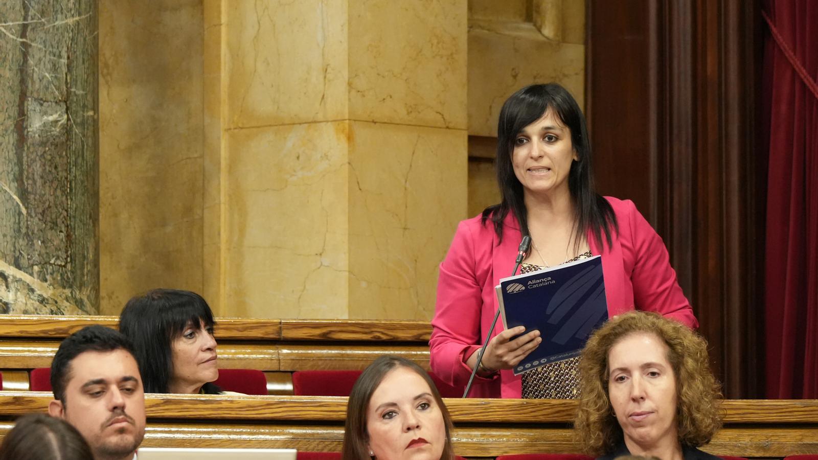 The leader of Aliança Catalana, Sílvia Orriols, in a file image at the plenary session of Parliament.