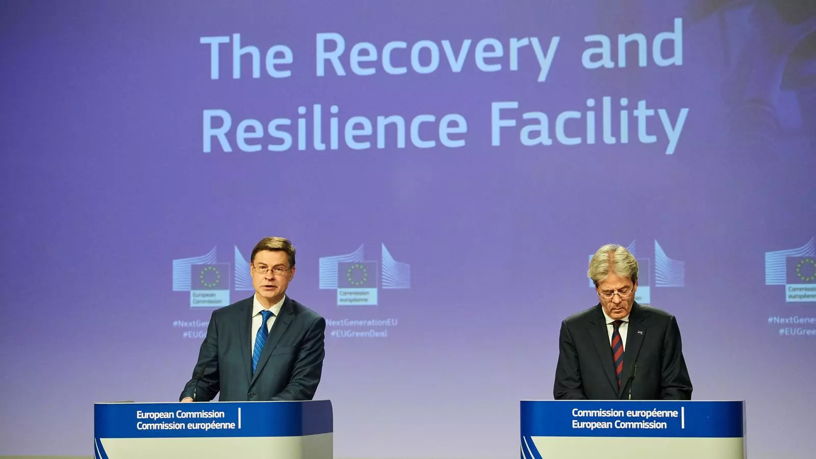 Els comissaris econòmics, Valdis Dombrovskis i Paolo Gentiloni.