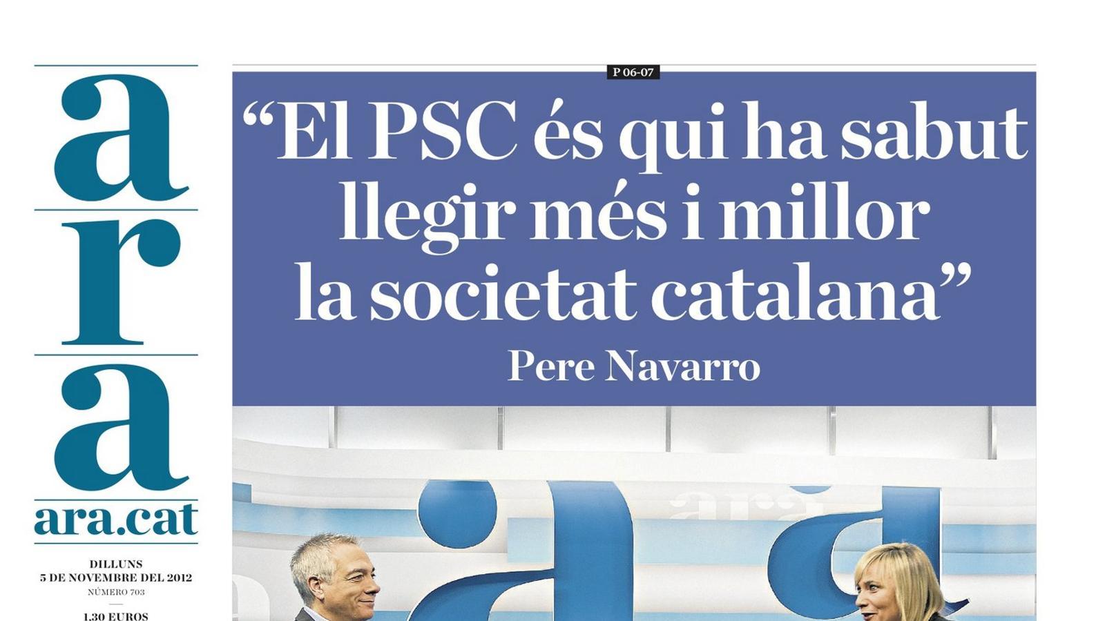 Portada de l'ARA, 5 de novembre del 2012