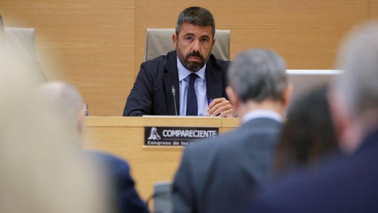 The former president of the Valencian Generalitat, Carlos Mazón, during this Monday's appearance at the Congress commission.