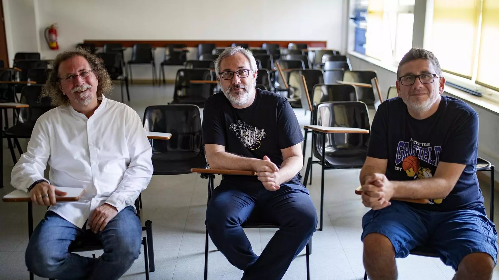 Héctor Coluenga, Ricardo Lema i Sant Domínguez durant la conversa amb l'ARA.