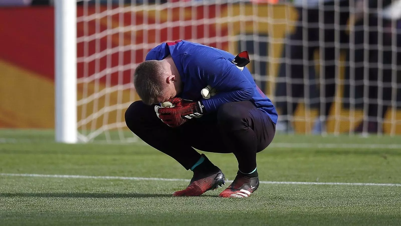 Ter Stegen, durant l'escalfament del Barça-Getafe