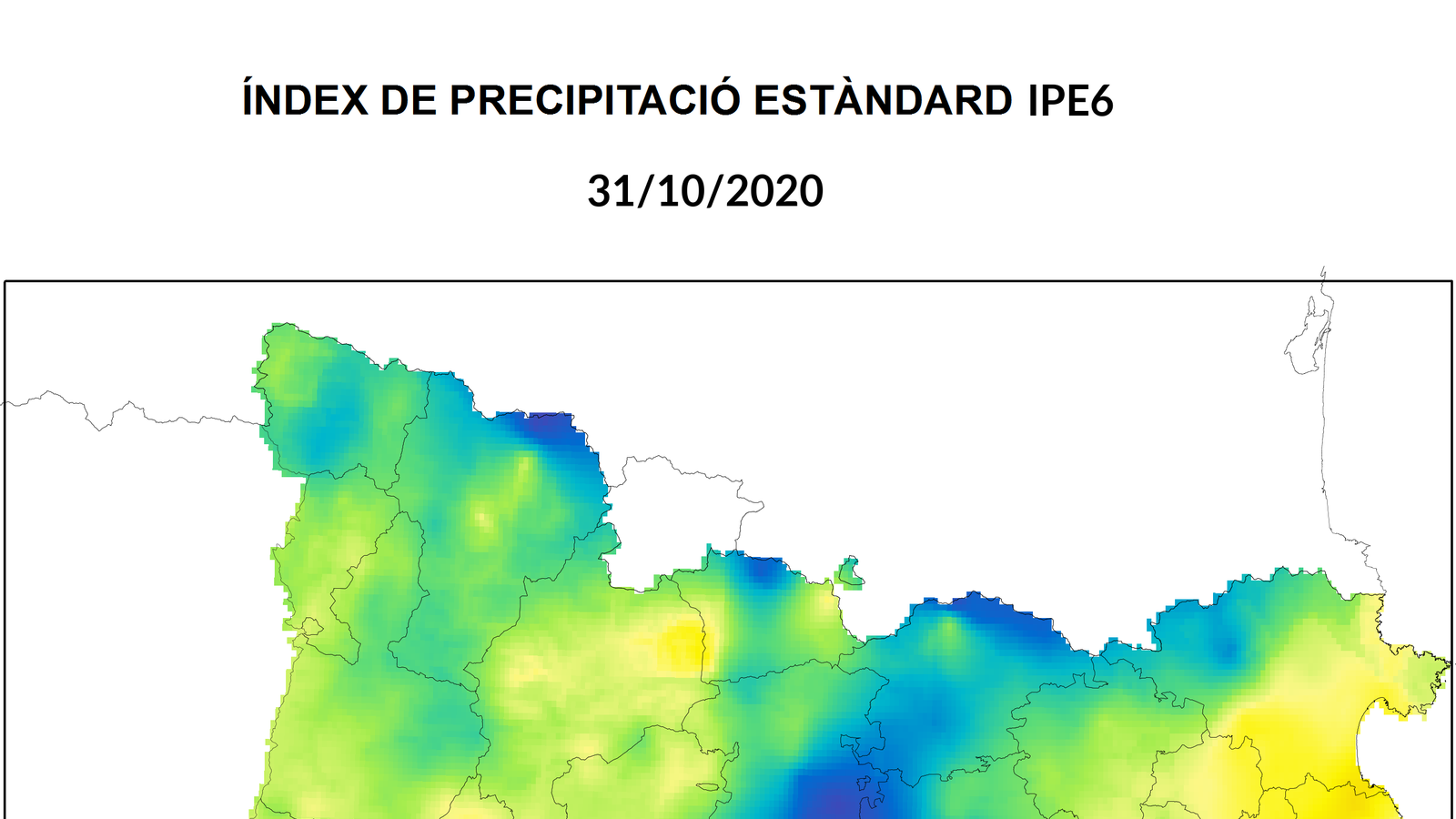 Mapa de l'Índex de Precipitació Estàndard (IPE) per al període comprès entre els mesos de maig i octubre d'enguany