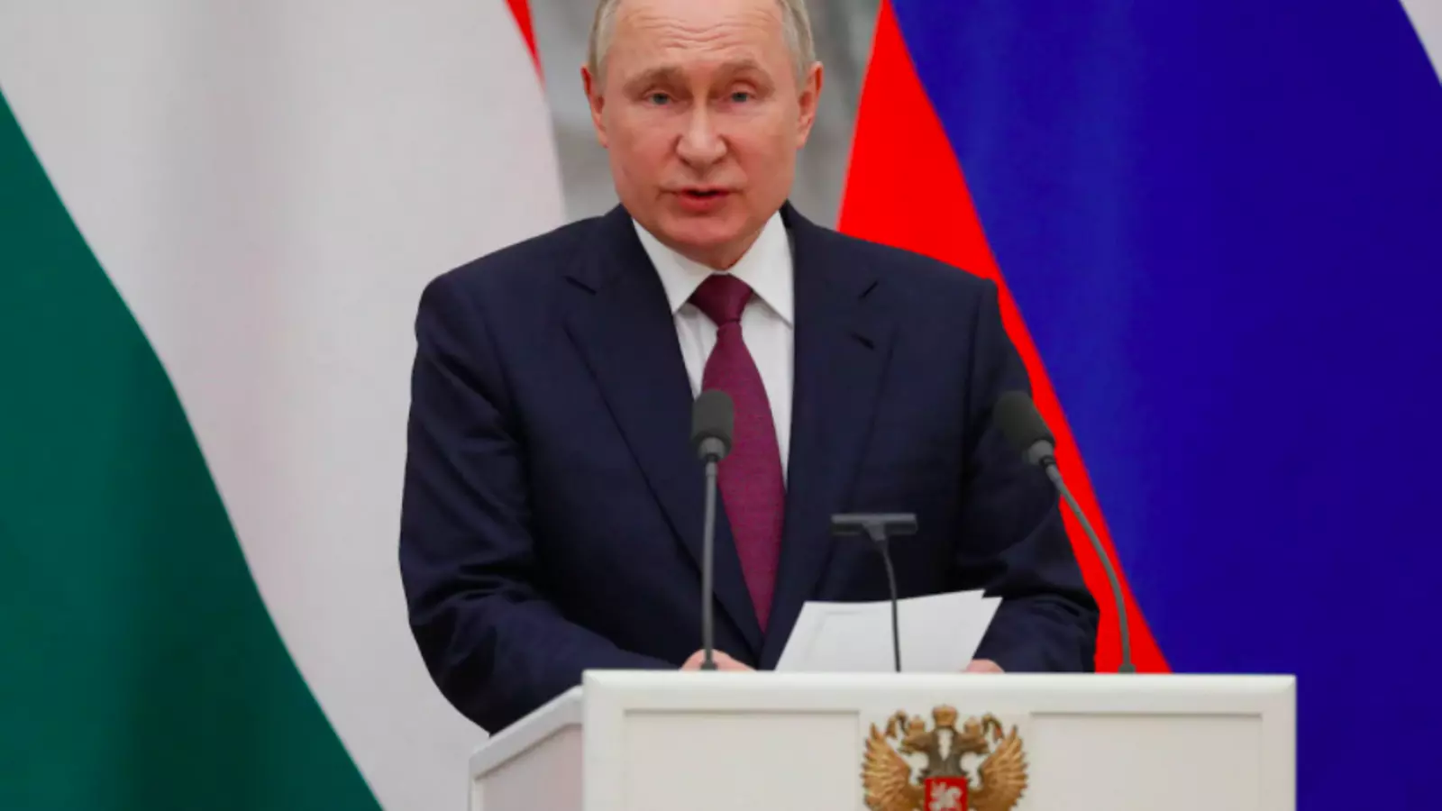 Vladímir Putin, durant la conferència de premsa, aquest vespre a Moscou