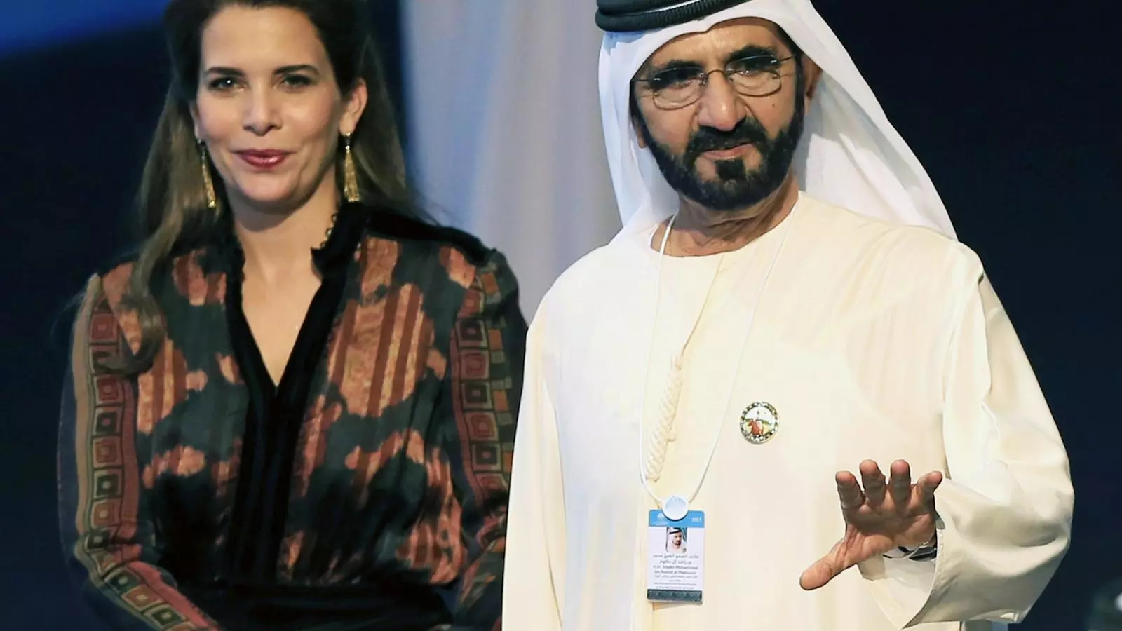 La princesa Haia de Jordània, germana del rei Abdalá II de Jordània, acompanyada del seu exmarit, el xeic de Dubai i príncep regent de l'emirat, Mohammad bin Raixid al-Maktum