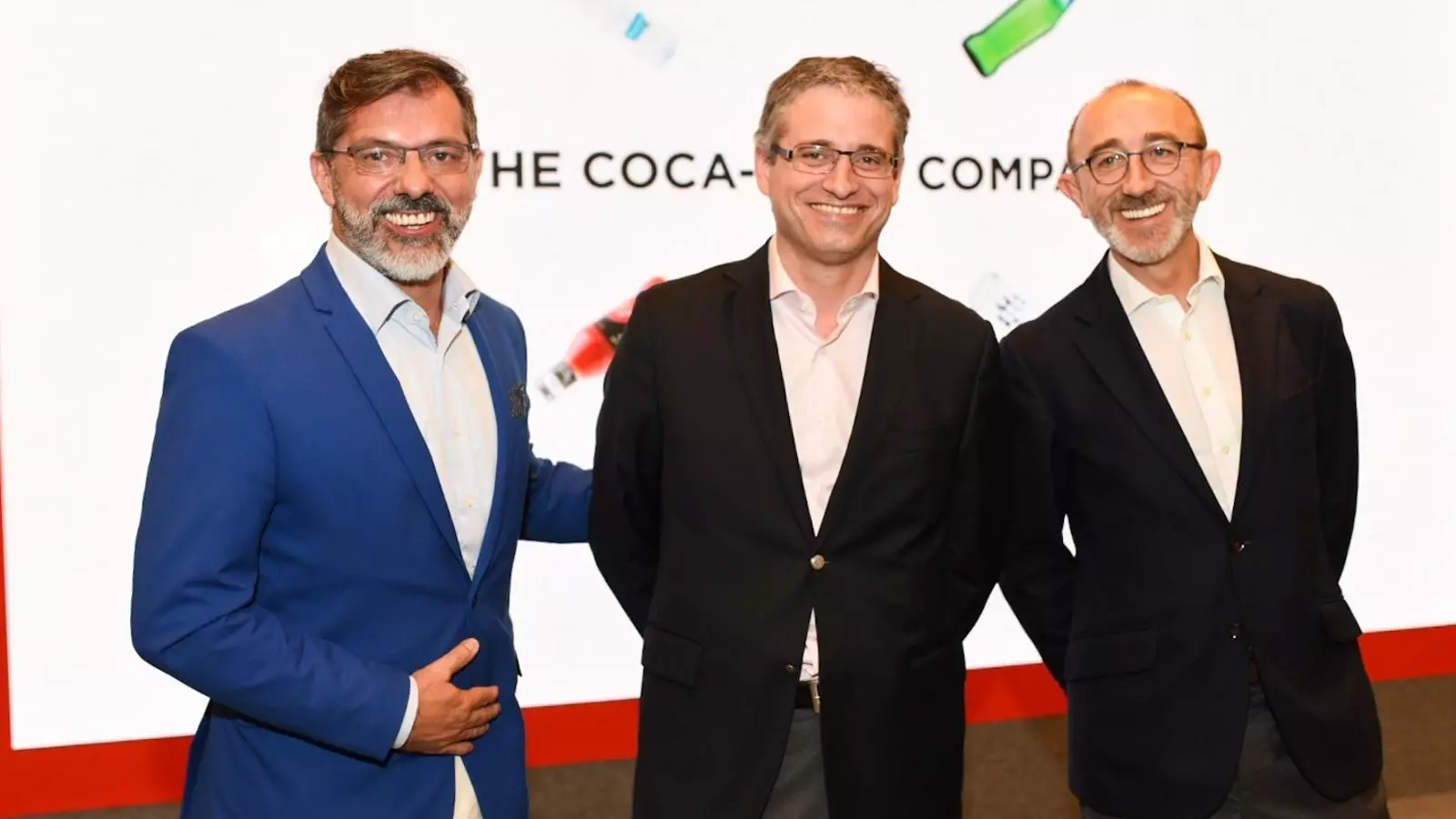 Rafael Urrialde, director de Nutrició i Salut de Coca-Cola; Pelayo Bezanilla, director de Comunicació i Juan José Litrán, director de relacions insitucionals de la companyia