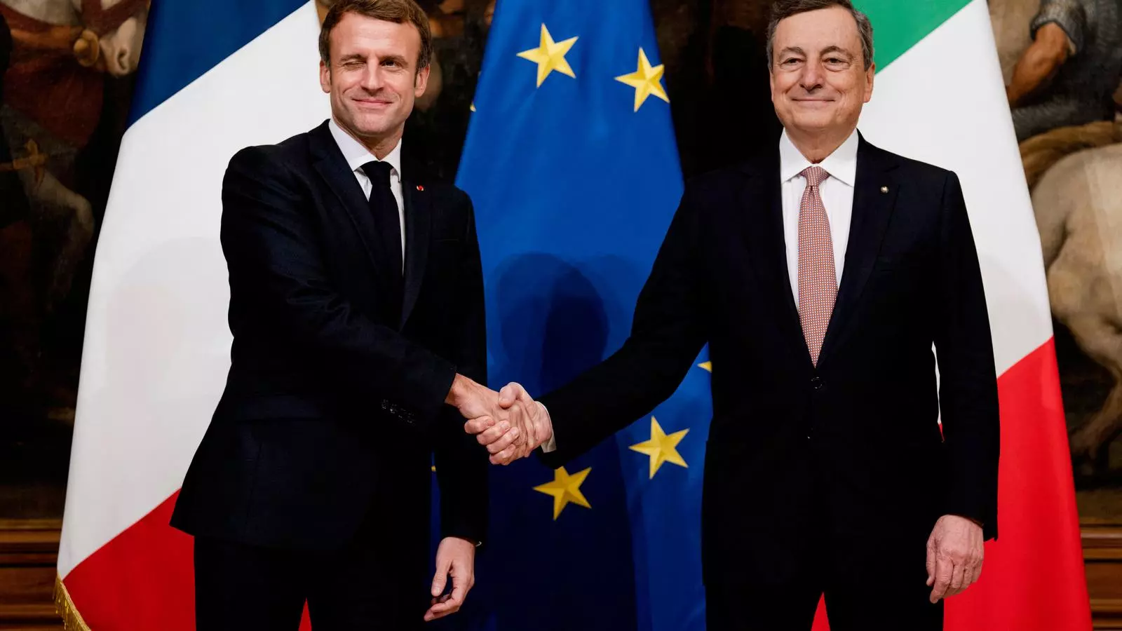 Emmanuel Macron i Mario Draghi, aquesta tarda a Roma.