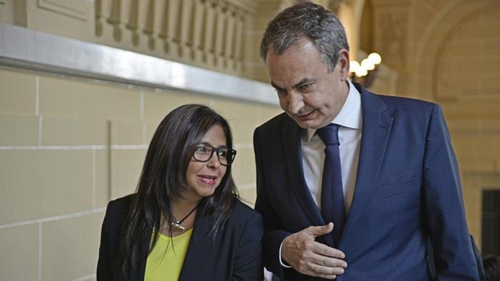 Zapatero and the Minister of Foreign Affairs of Venezuela, Delcy Rodríguez