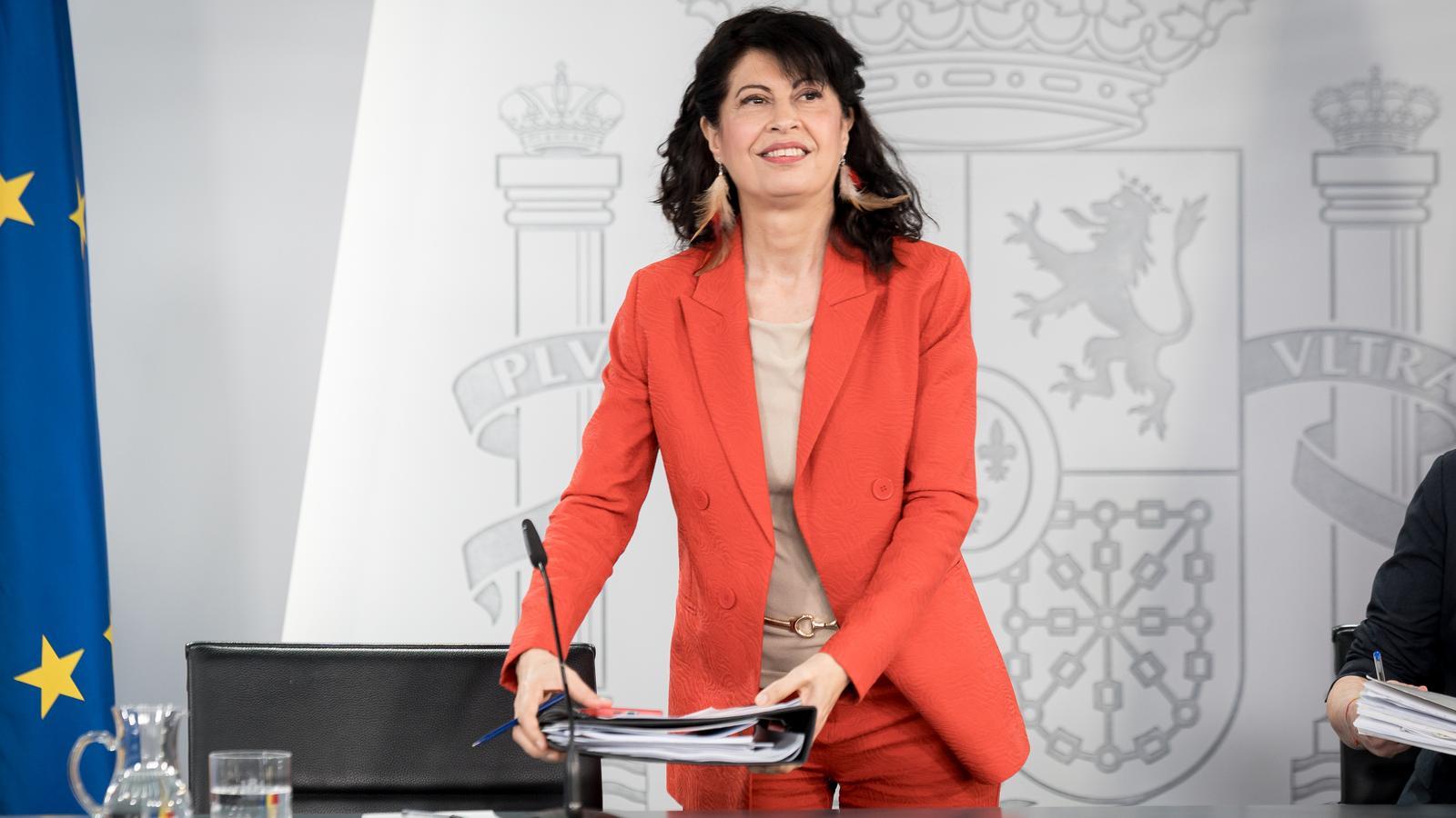 La ministra de Igualdad, Ana Redondo, en la rueda de prensa del consejo de ministros