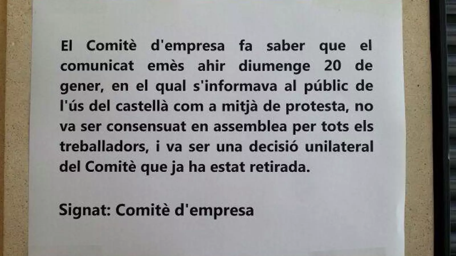 El comitè del TNC reacciona