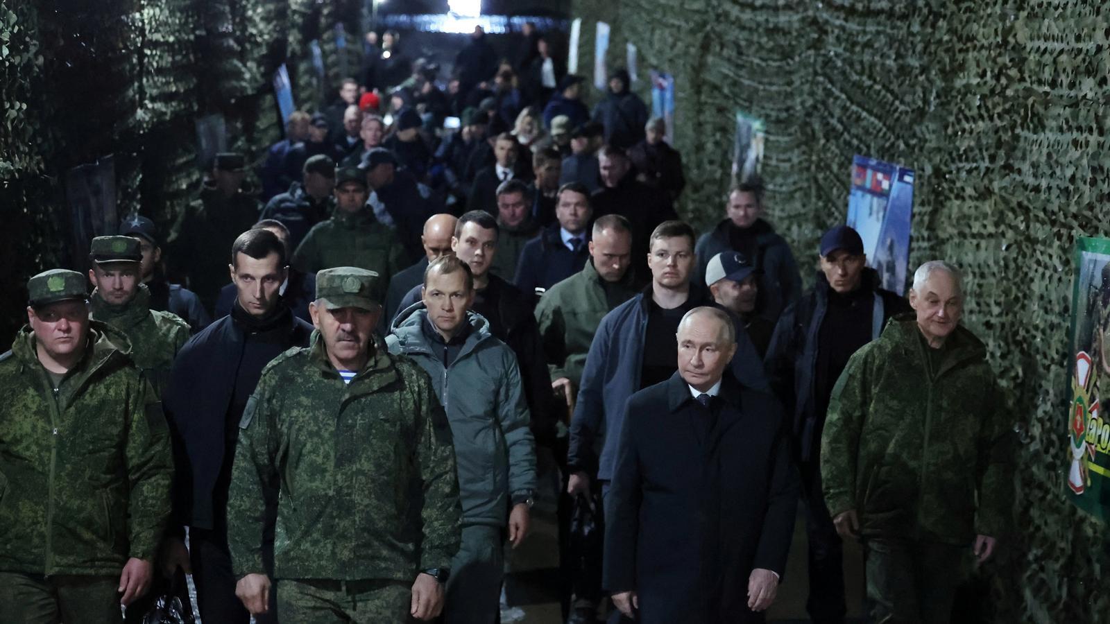 Vladimir Putin visits a military training center in the Chelyabinsk region.