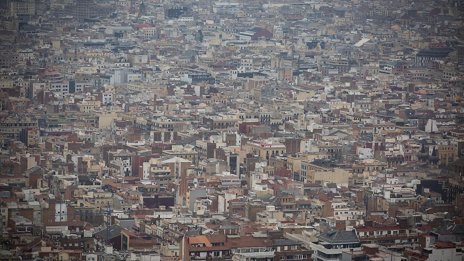 Views of the city of Barcelona from Turó del Carmel, next to the Carmel bunkers.