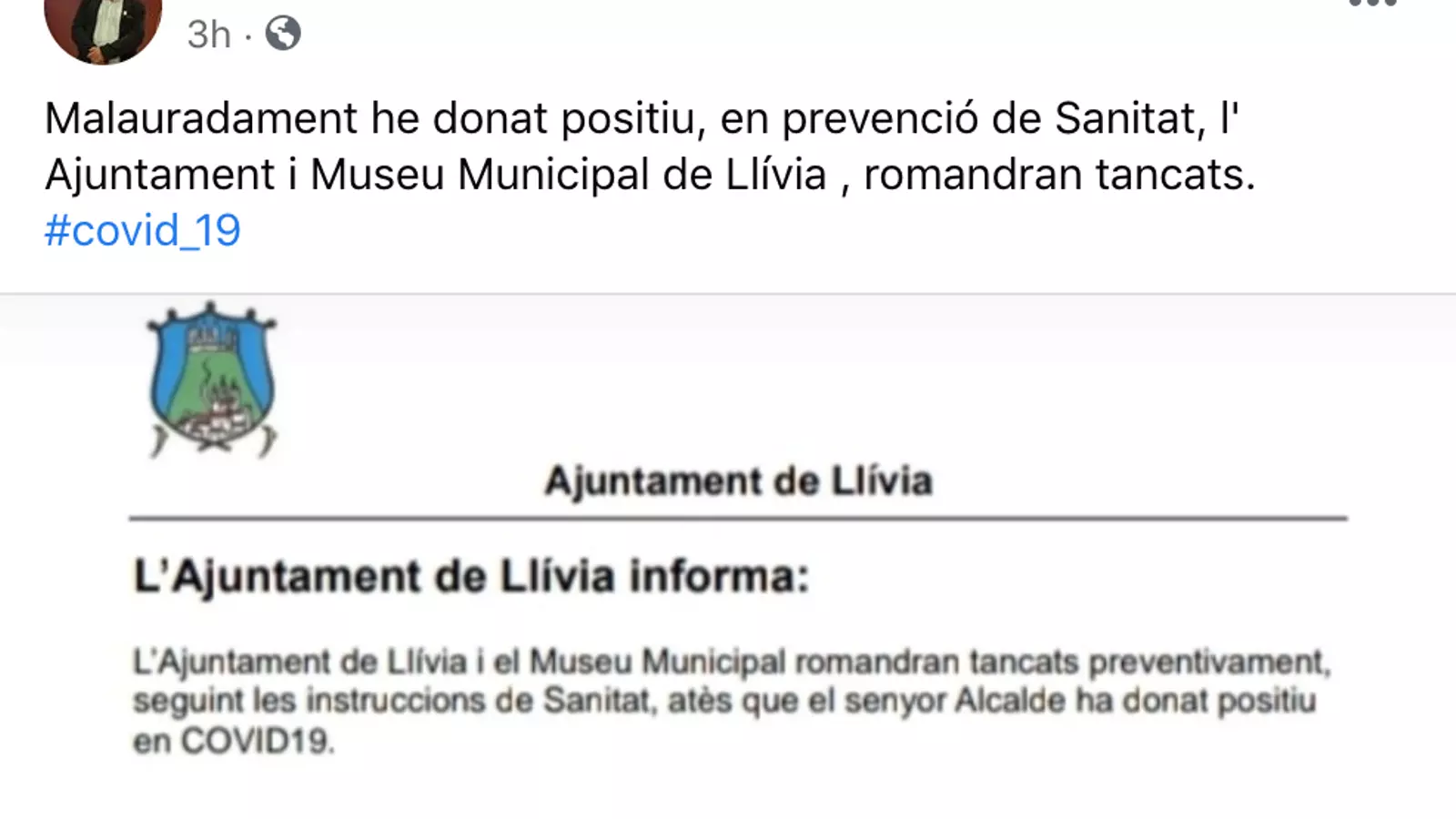 Missatge d'Elies Nova a les xarxes socials