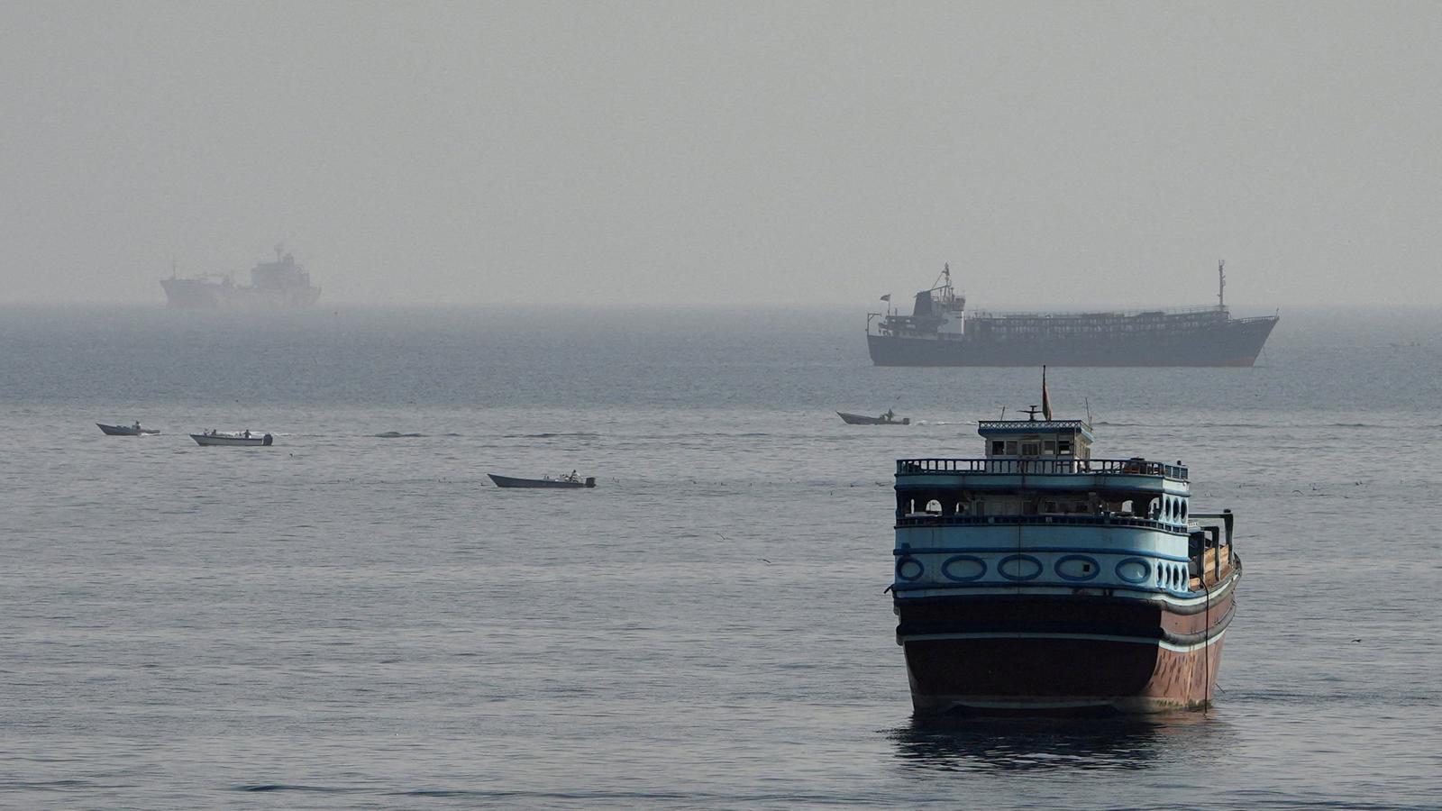 Ships in the Strait of Hormuz, seen from Musandam, in Oman, this week.