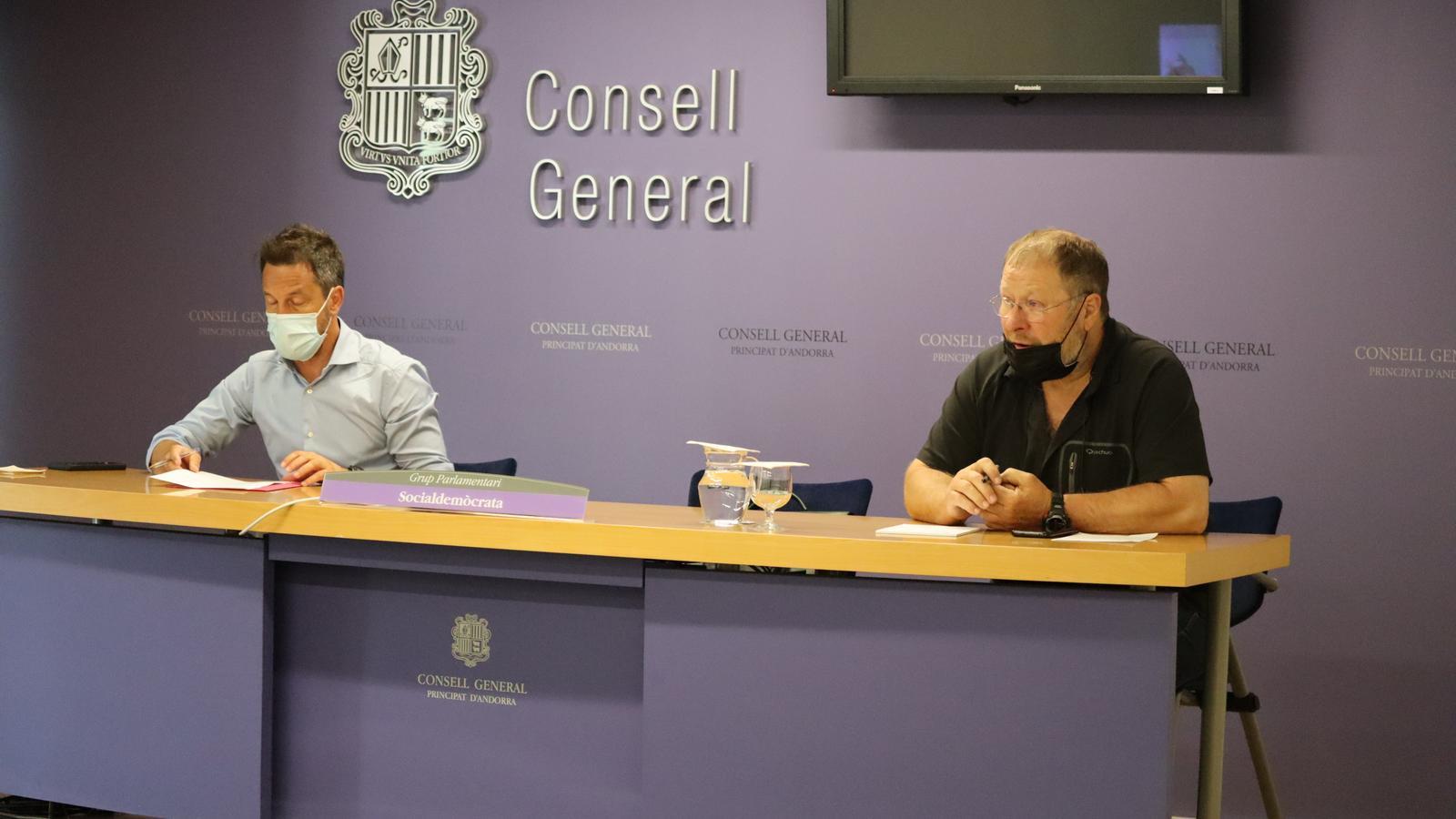 El president socialdemòcrata, Pere López, i el conseller general Jordi Font, al Consell.