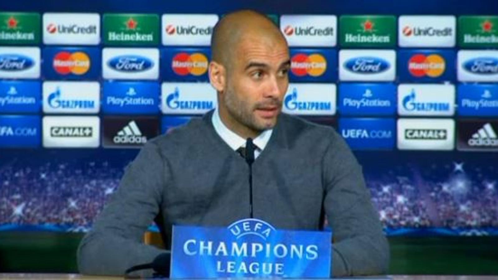 Guardiola a la sala de premsa del Bernabéu