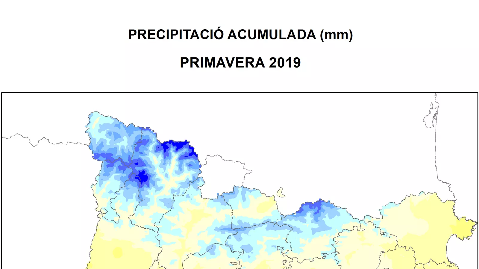 Precipitació acumulada durant aquesta primavera (en l/m2)