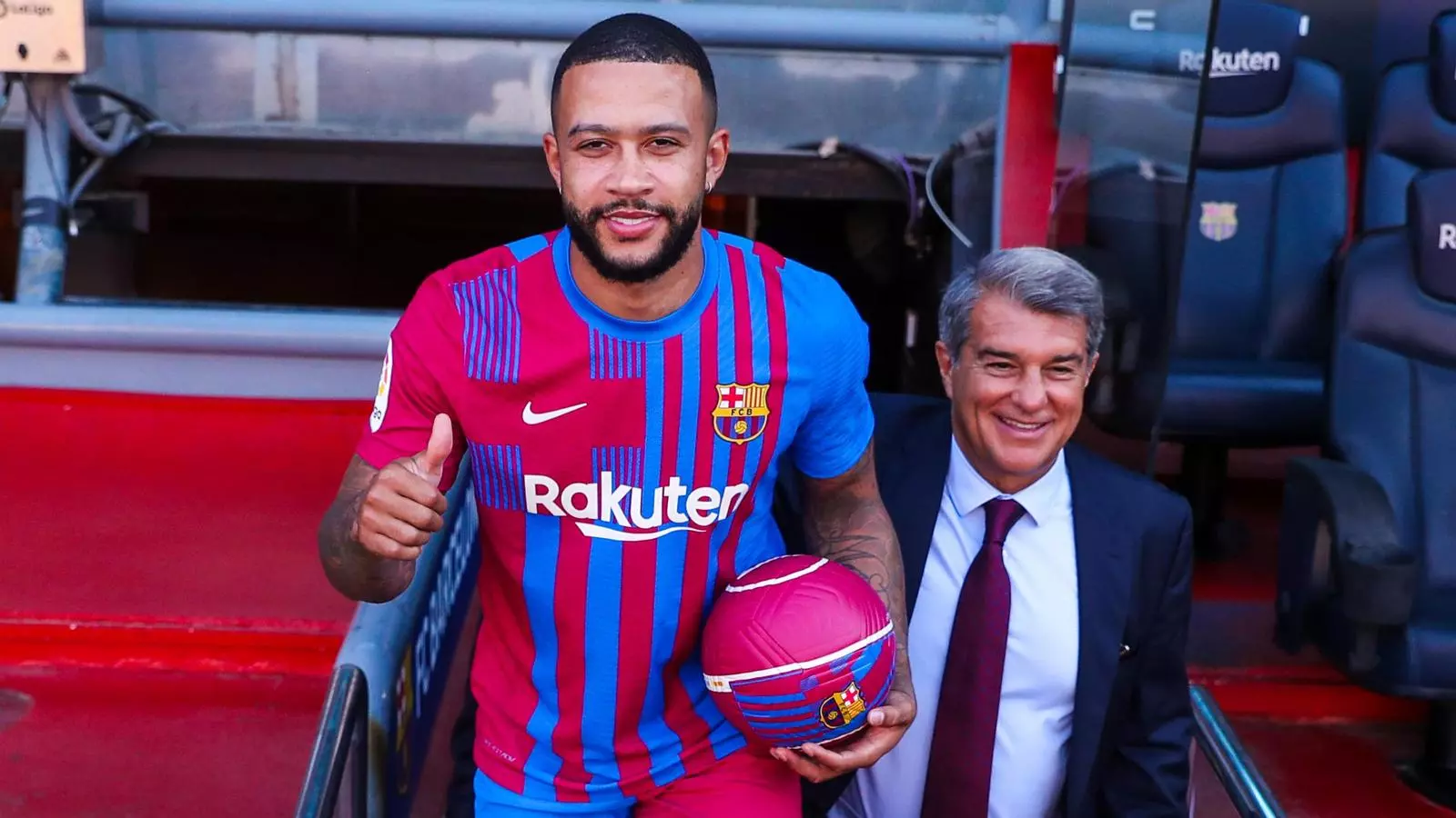 Memphis Depay i Joan Laporta