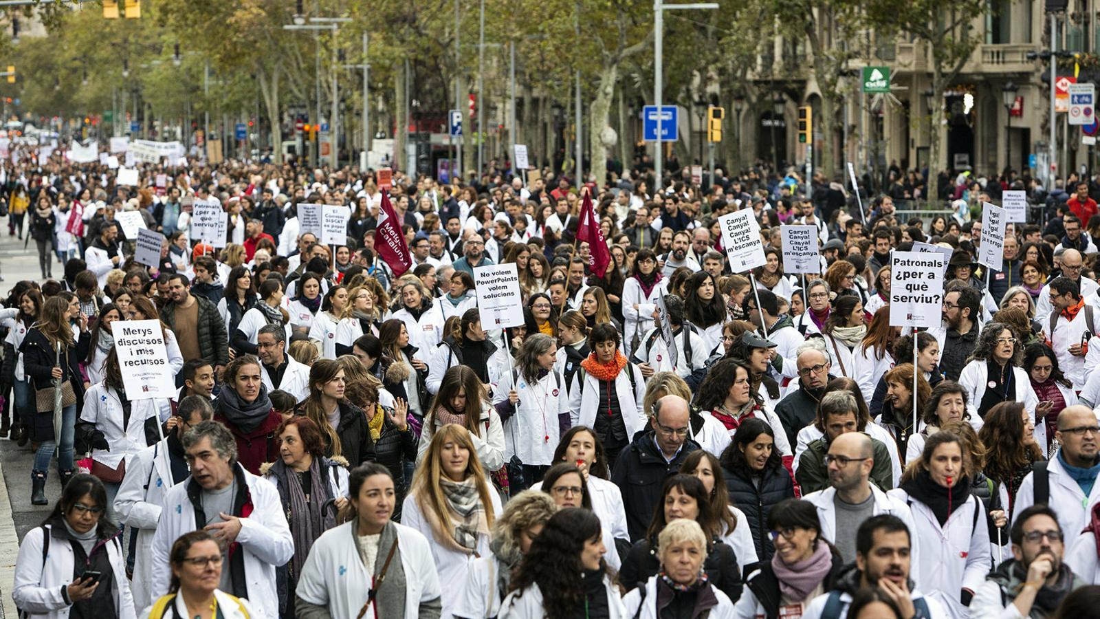 Una huelga de médicos en Barcelona.