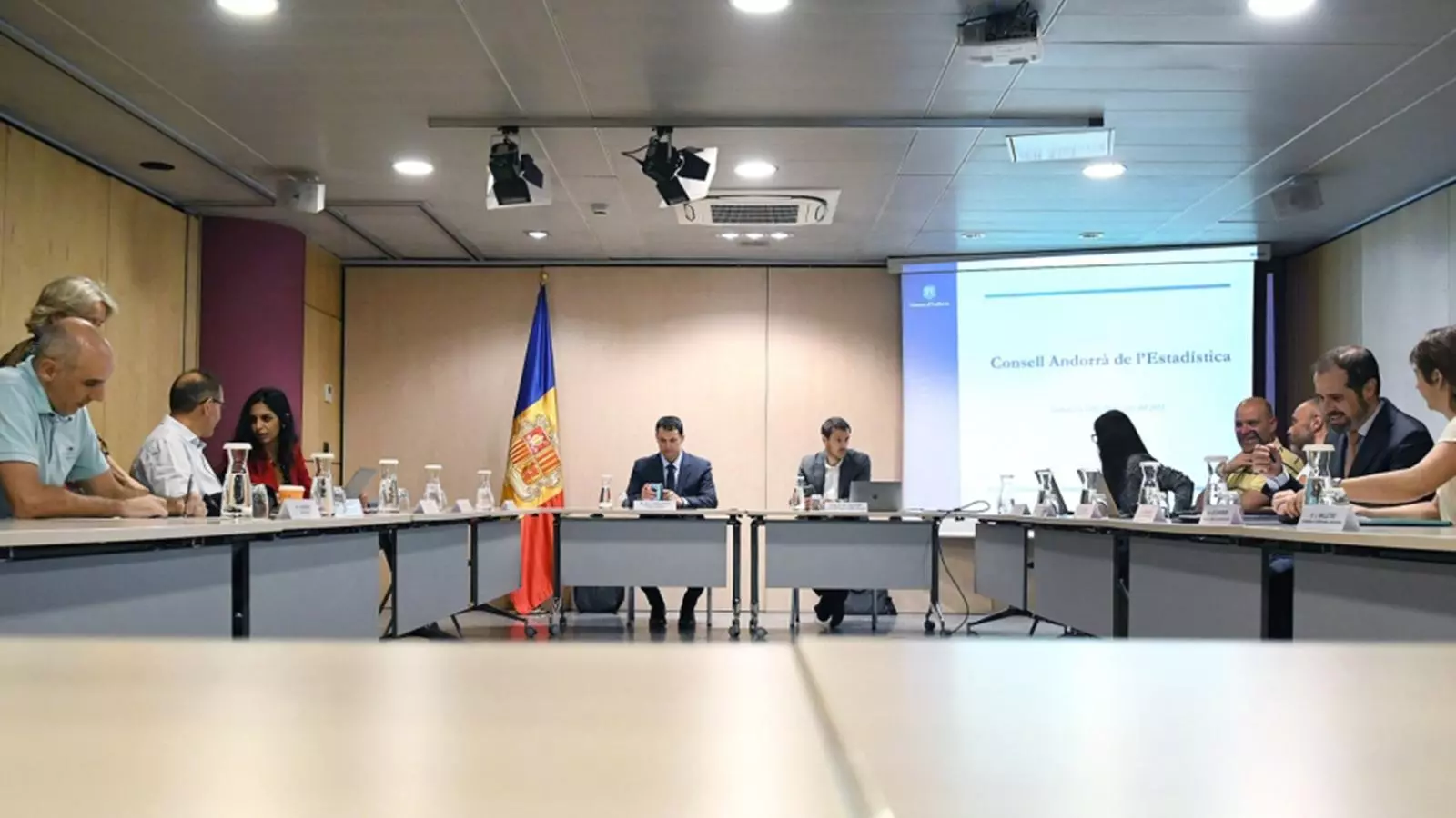 Un moment de la reunió anual del Consell Andorrà d'Estadística celebrada aquest dimarts.