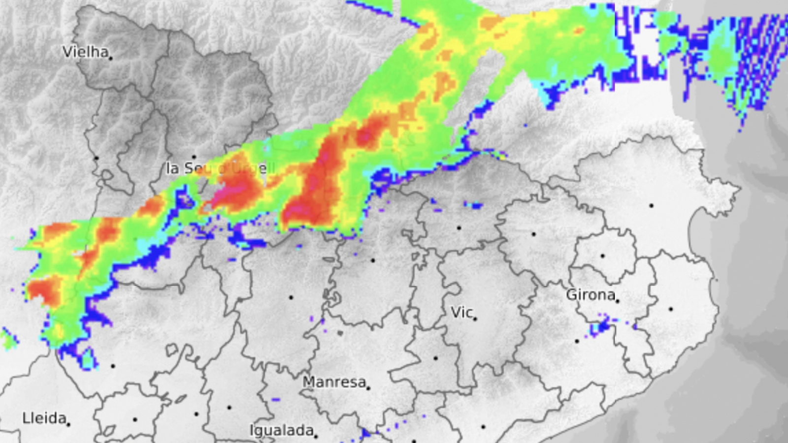 Rain weather radar image.